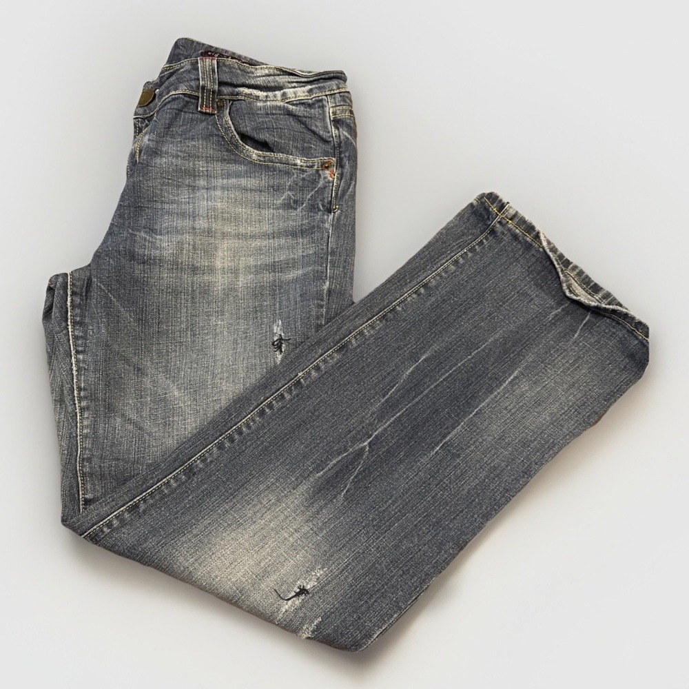 Vigoss Jeans Womens Size 17 Bootcut‎ Medium Wash Distressed Denim Flare Y2K